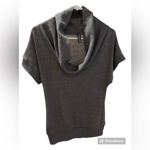 Jason Maxwell Knits Pullovers Gray Cowl Neck Short Sleeve Sweater